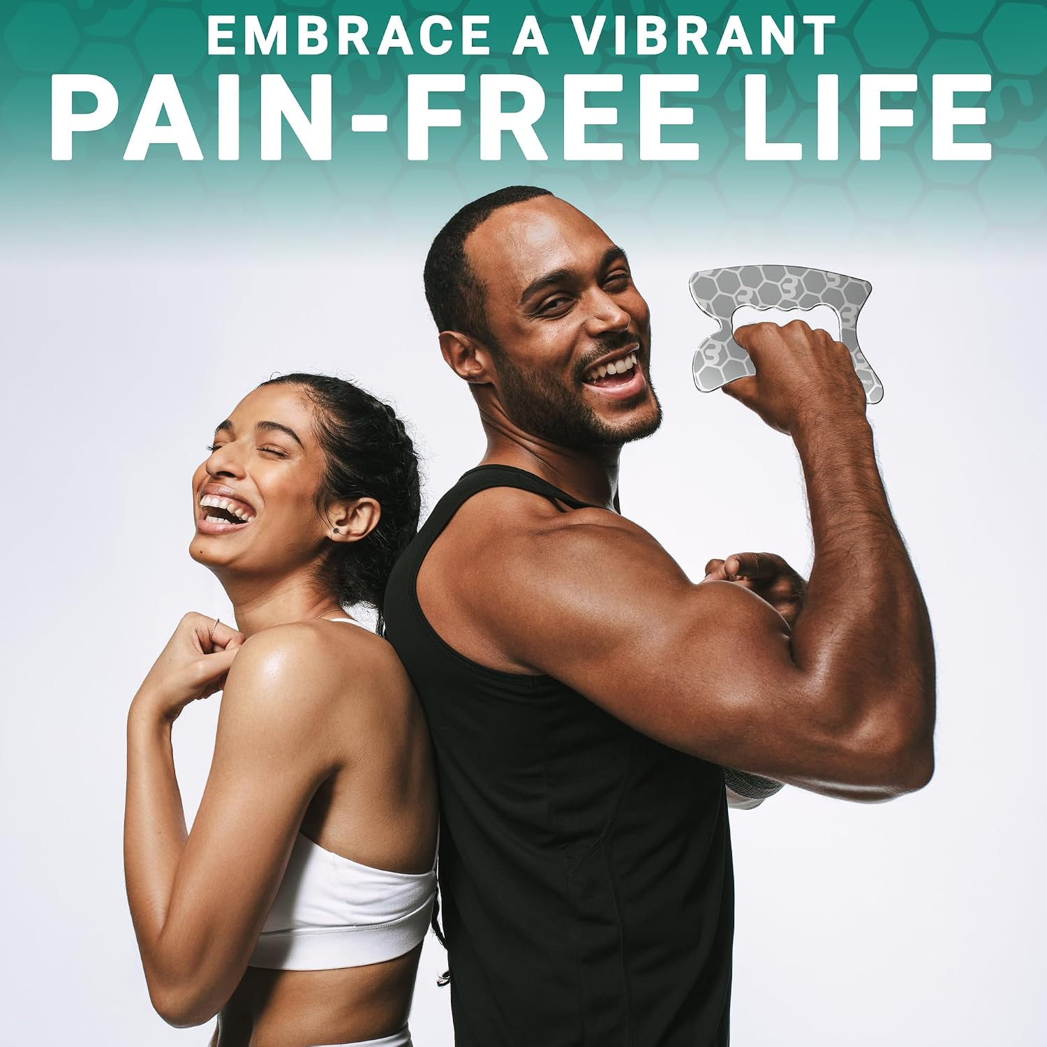 Two athletes posing with the Bynatic Muscle Scraper