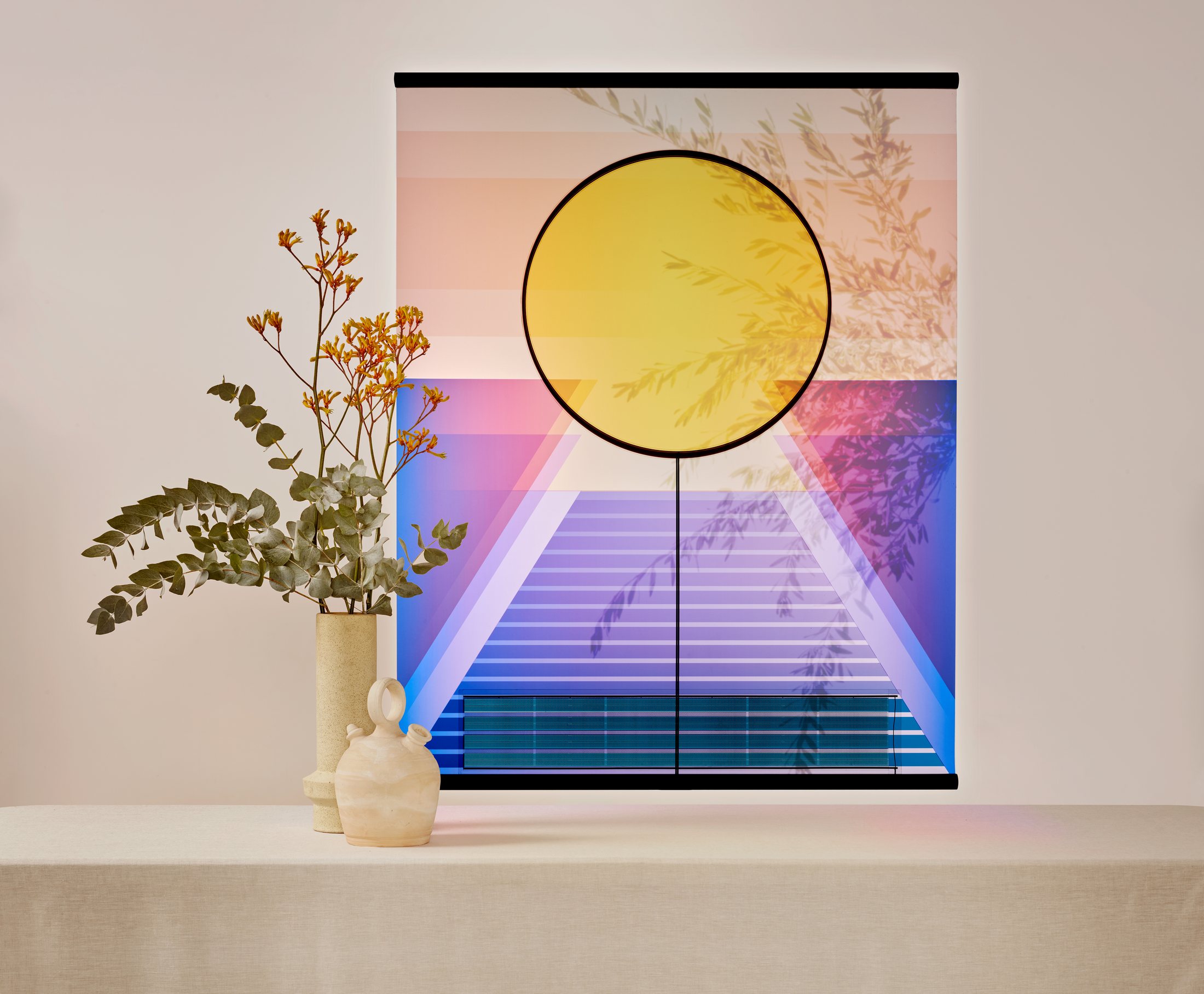 RA solar tapestry in daylight with its circular light switched off
