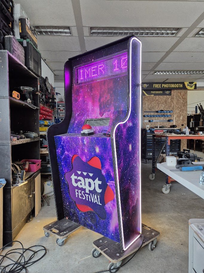 Reaction Timer game with LED matrices and illuminated cabinet
