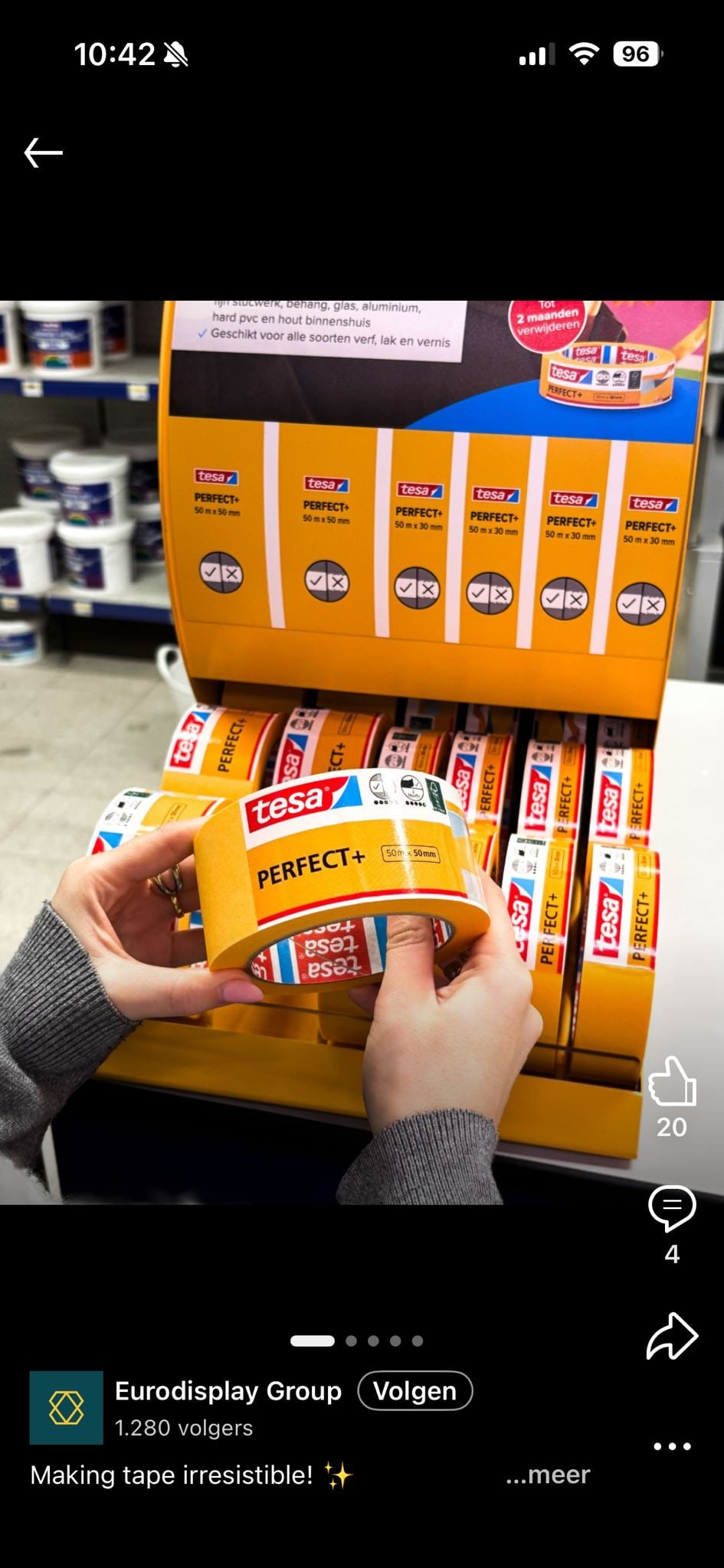 Close view of the branded tape rolls and dispensing shelf